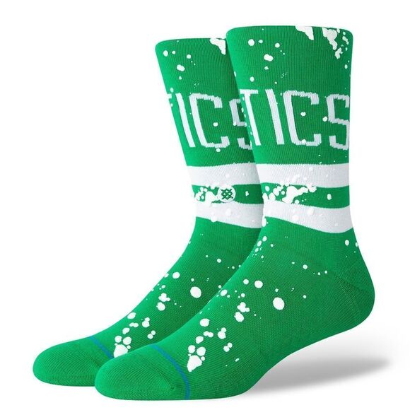 Stance Boston Celtics Socks Overspray Green White Men's Large L Tatum Brown NBA - Picture 1 of 10